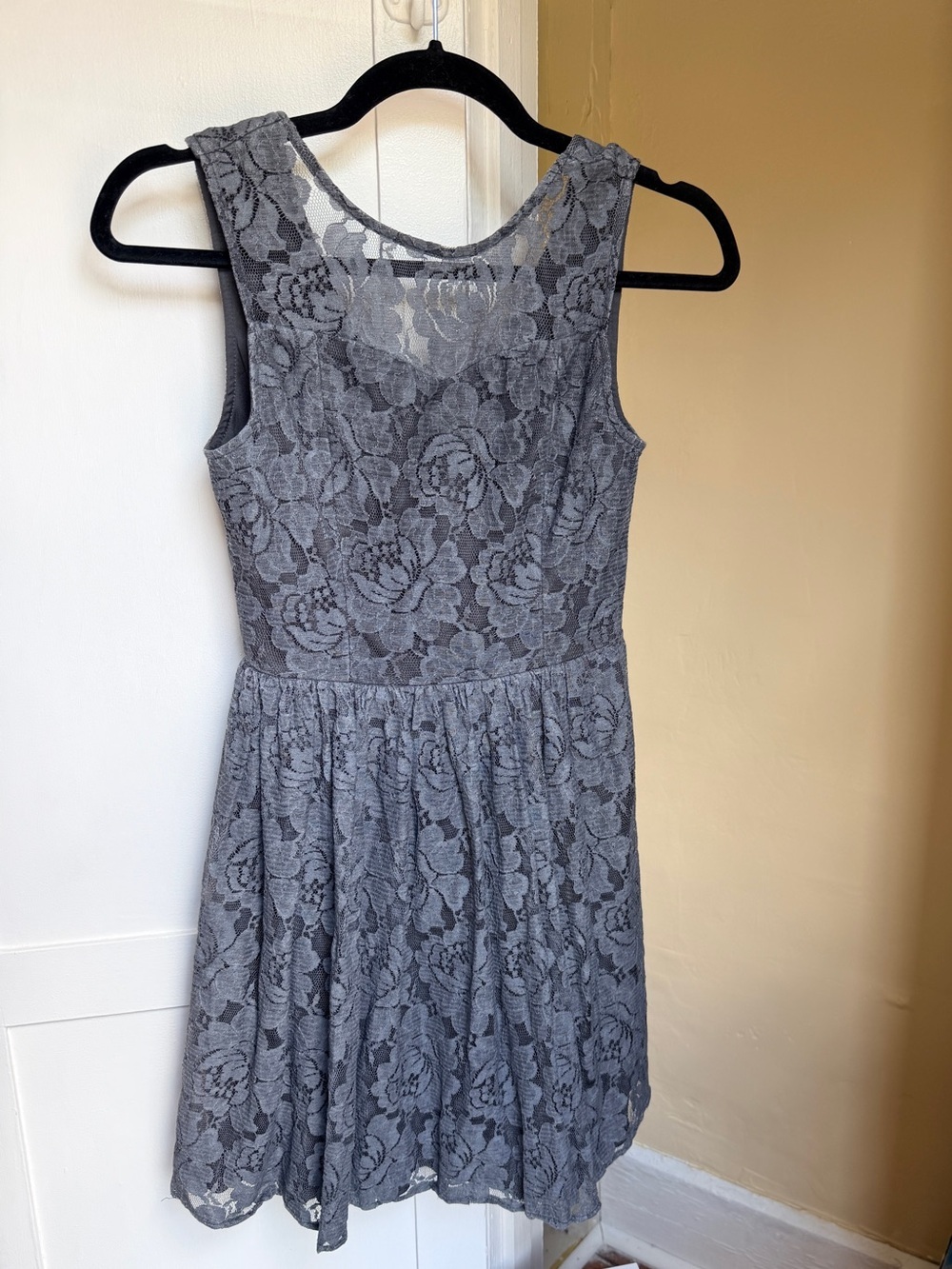 Altar’d State Gray Floral Lace Fit & Flare Dress Small